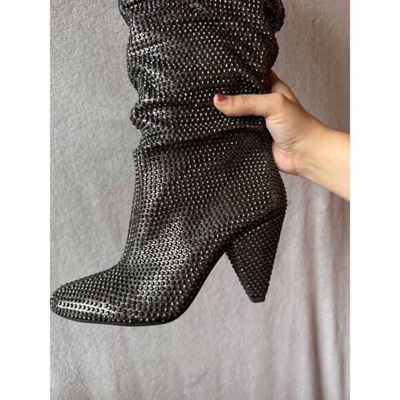 NEVER WORN NEW IN BOX INC Sparkly Rhinestone Bedazzled Knee High Heel Boots Size - Picture 3 of 9